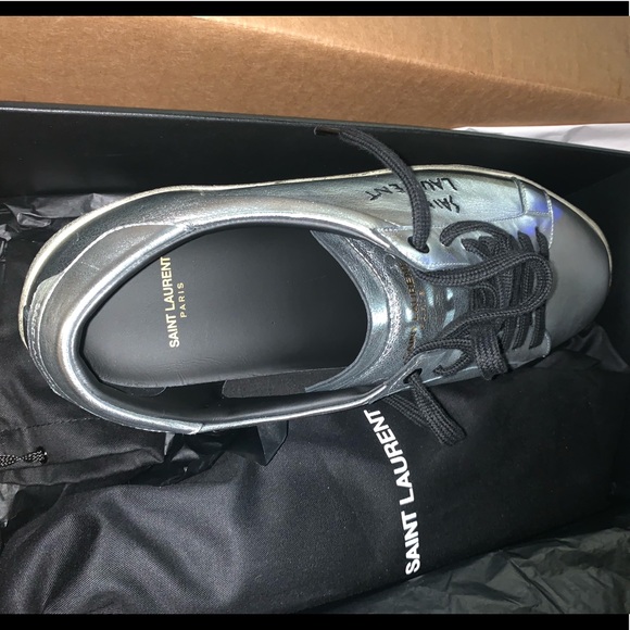 NWT SAINT LAURENT METALLIC SNEAKERS. - Picture 4 of 5